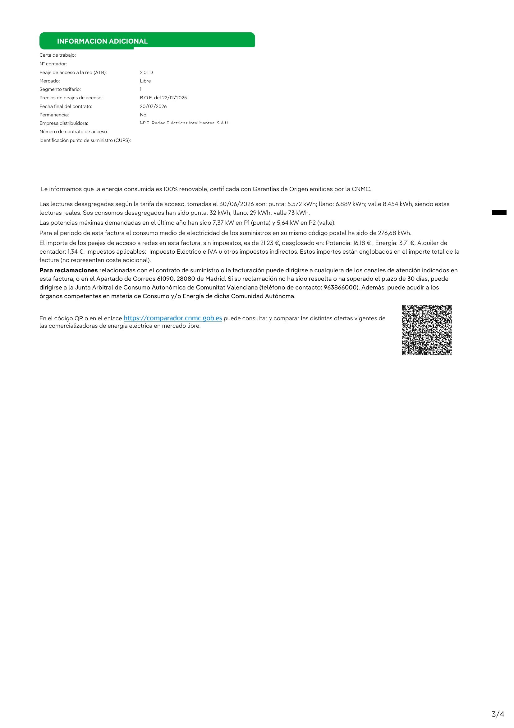 Vollständige Original-Rechnung von Iberdrola (8. Juli 2026), Seite 3/4