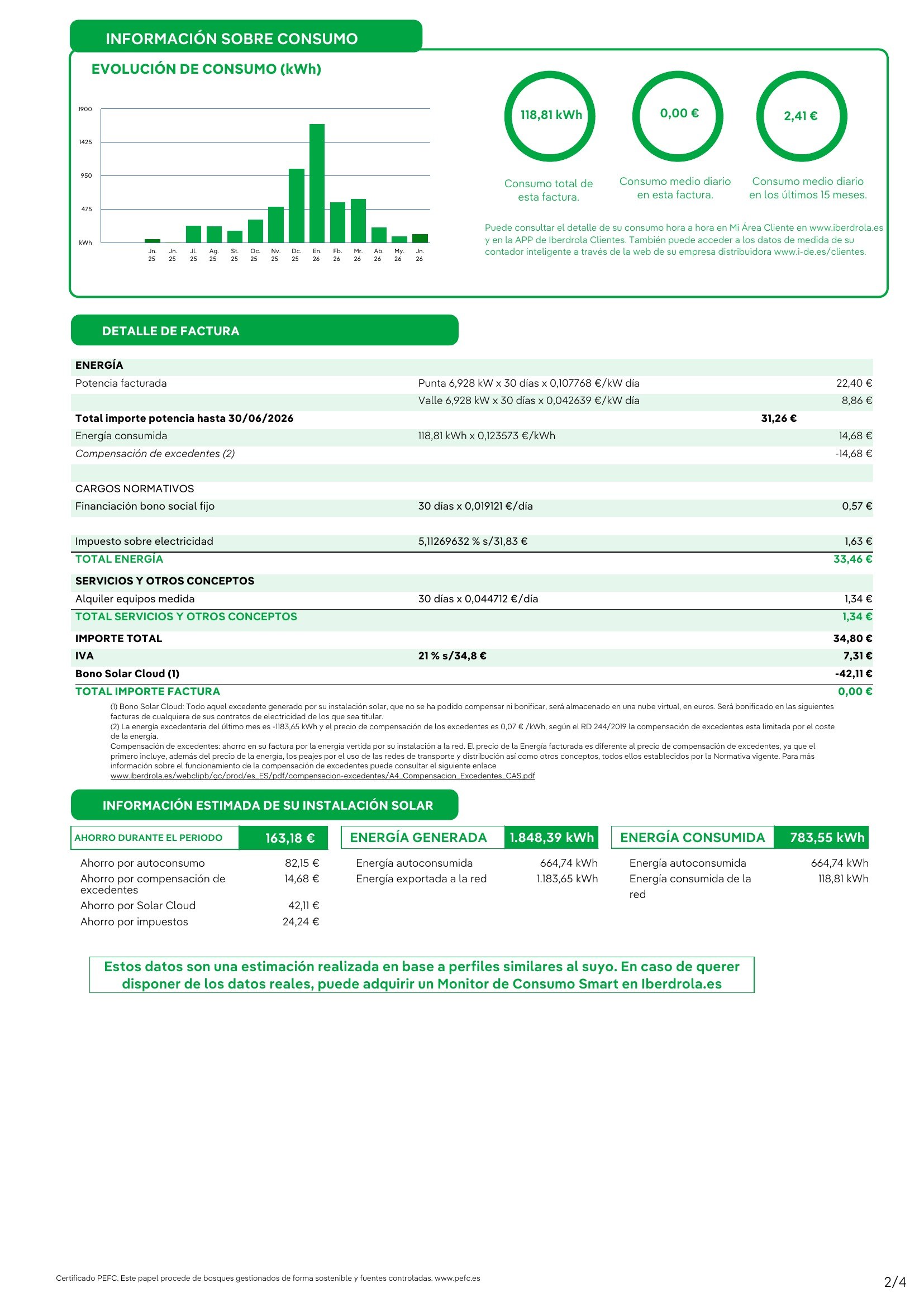 Vollständige Original-Rechnung von Iberdrola (8. Juli 2026), Seite 2/4